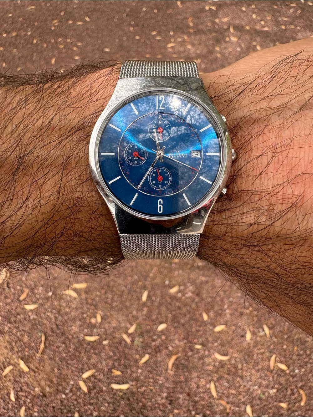 Skagen Havene Chronograph mens watch Blue dial mesh bracelet